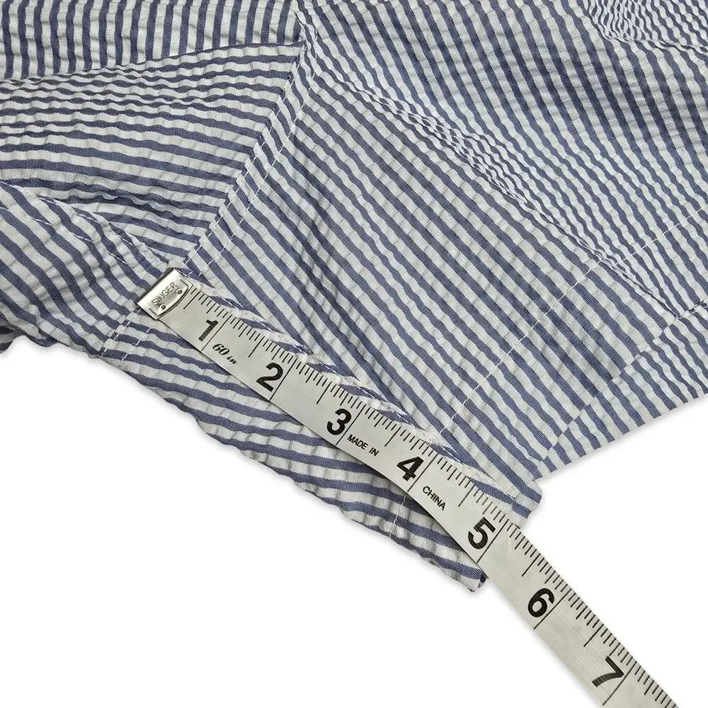 American Eagle Swim Trunks Mens XXL Blue White Stripe Seersucker 5